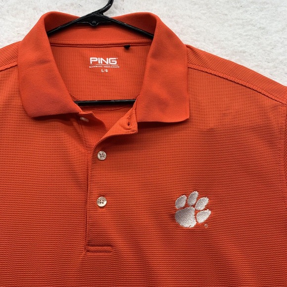 Clemson Tigers Ping Polo Shirt Mens Large L Orange White Paw Golf NCAA Football - Picture 4 of 12